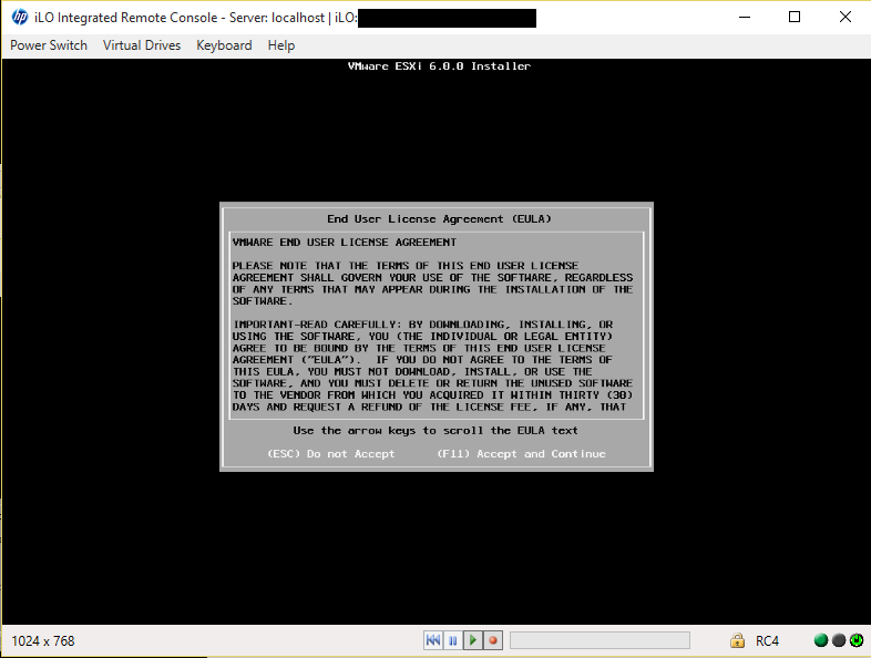 ESXi Accept EULA