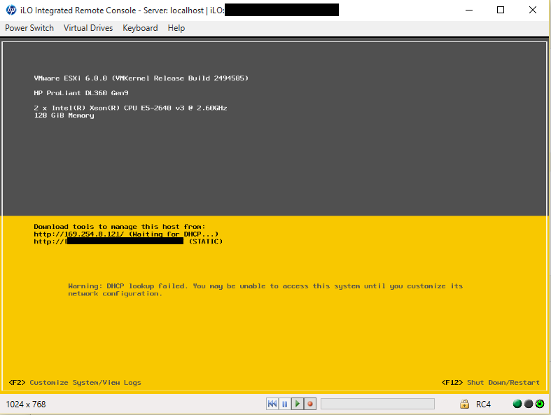 ESXi Installer ESXi Running