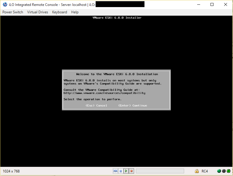 ESXi Installer Welcome