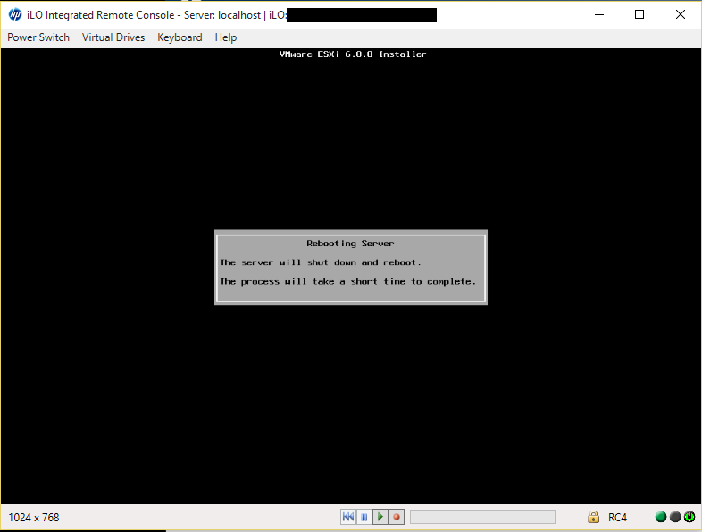 ESXi Installer Reboot Confirm