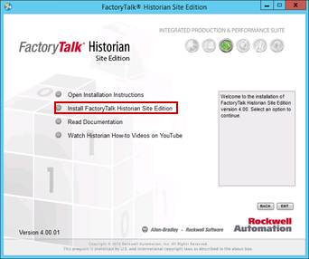 Install FactoryTalk Historian Site Edition
